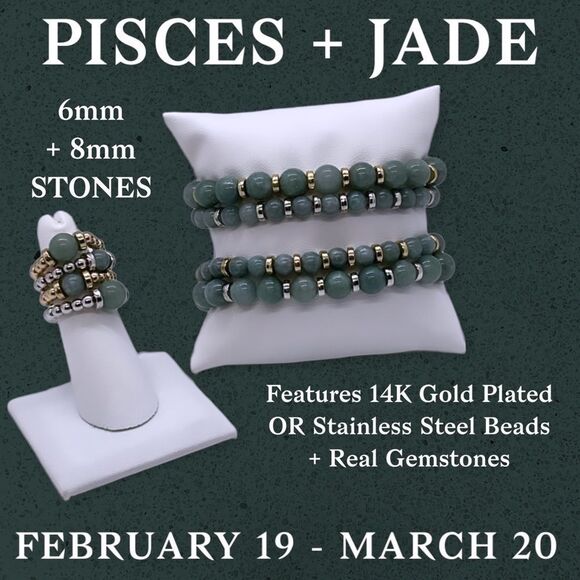 NWT Wool + Pepper Co. Pisces + Jade Ring - zodiac x gemstone collection - Picture 2 of 8